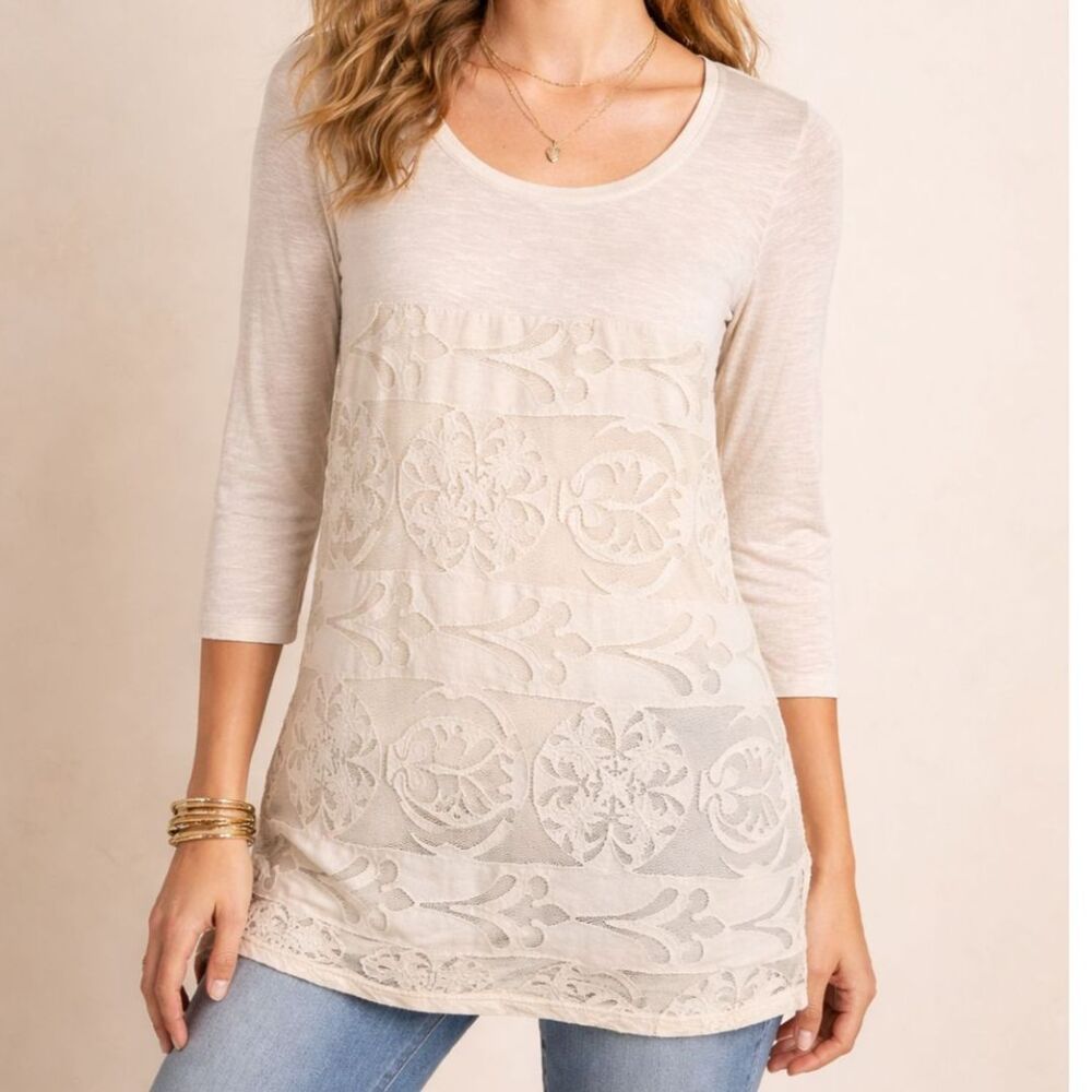 Anthropologie Ivory Lace Blouse Size XS
